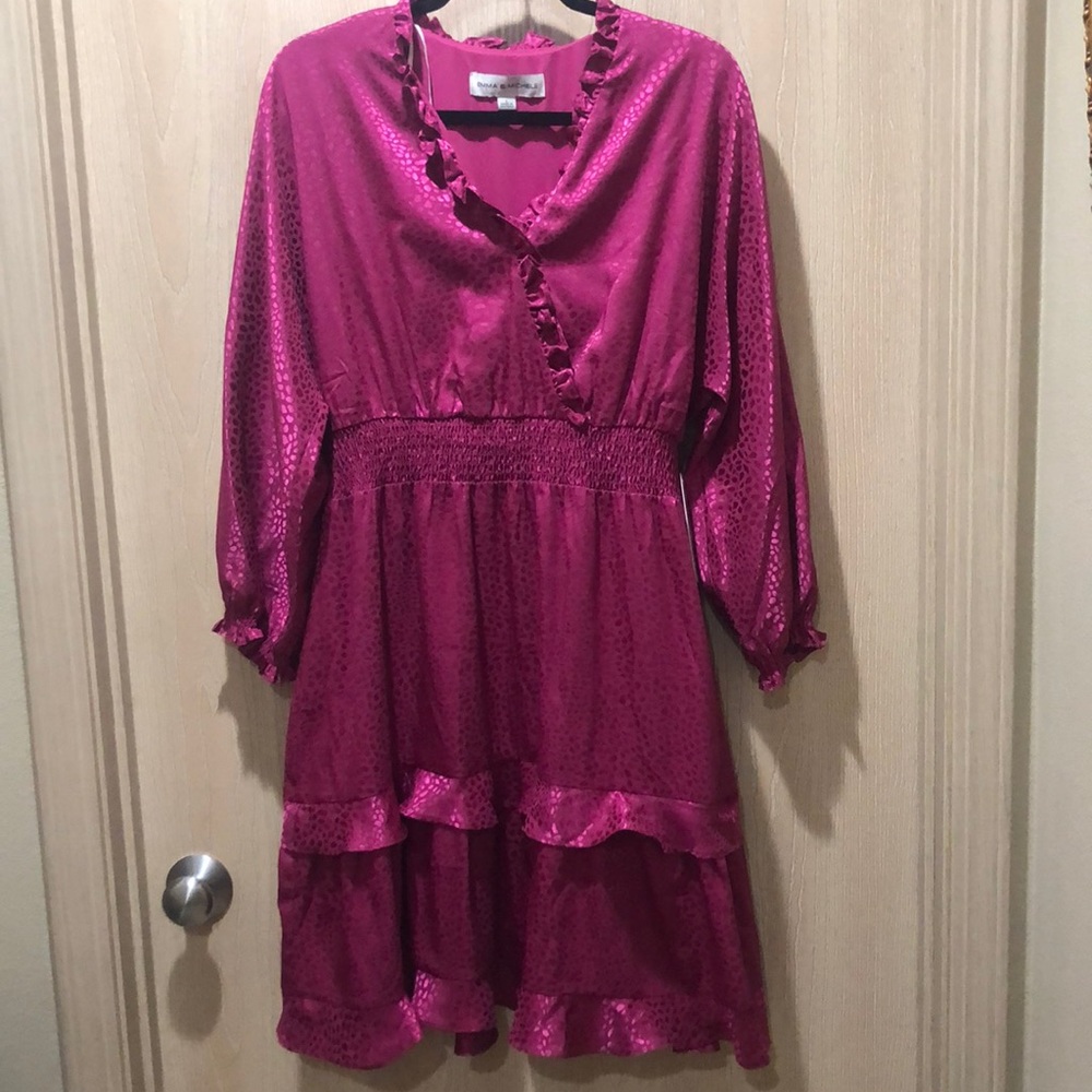 Emma & Michele Animal Print Ruffle Dress